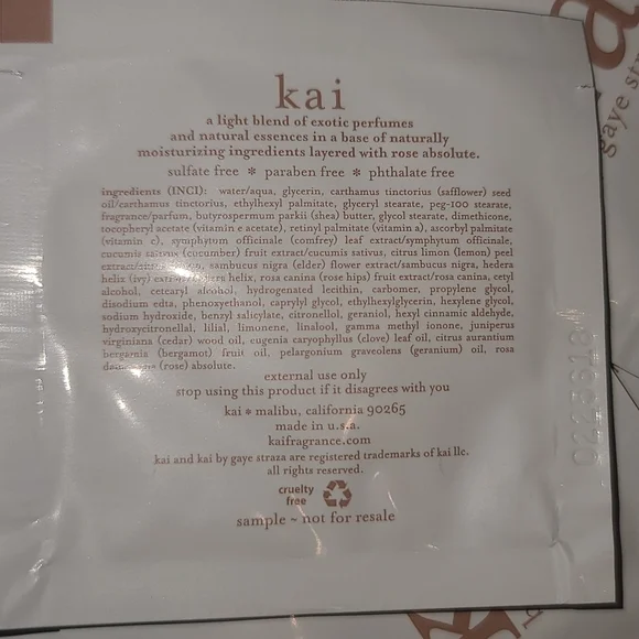 Kai Rose Body Lotion Fragrance by Gaye Straza - 9 Sample packets! - Picture 7 of 16